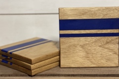 Square Walnut Epoxy (Blue ) Wood Coasters 4ct.