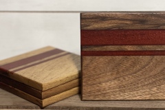 Square Walnut Epoxy (Maroon)  Wood Coasters 4ct. -