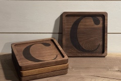 Custom "C" Square Wood Coasters 4ct.