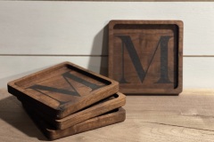 Custom "M" Square Wood Coasters 4ct.